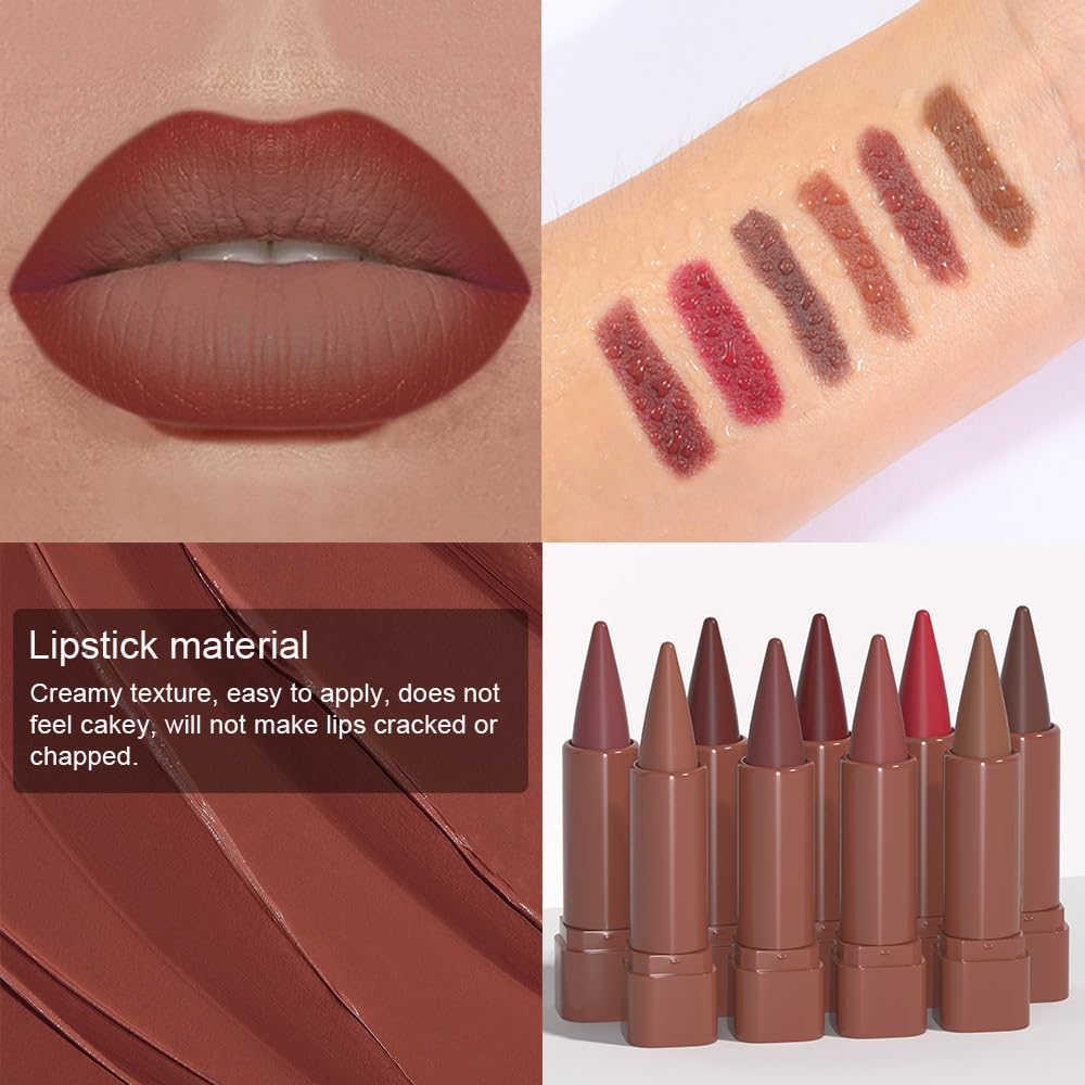 BINGBRUSH 2-in-1 Gradient Lip Liner & Lipstick Combo - Matte Waterproof Lip Pencil Set | Smudge-Proof Ombre Contour (6 Colors)