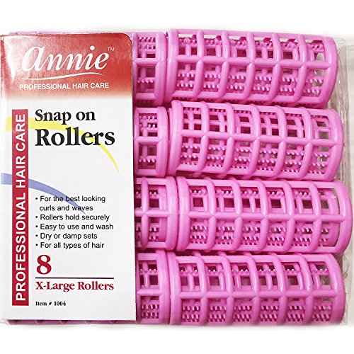Annie Snap-On Hair Rollers, X-Large 1-1/8 Inch, Pink, 16 Count