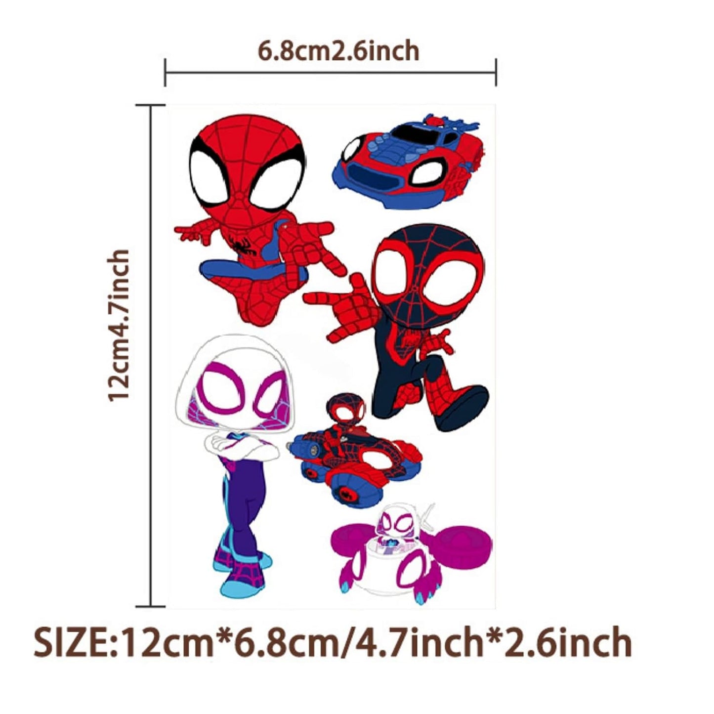 Spider Temporary Tattoos - 10 Sheets of Removable Cute Cartoon Spider Stickers for Birthday Party Favors & Decor