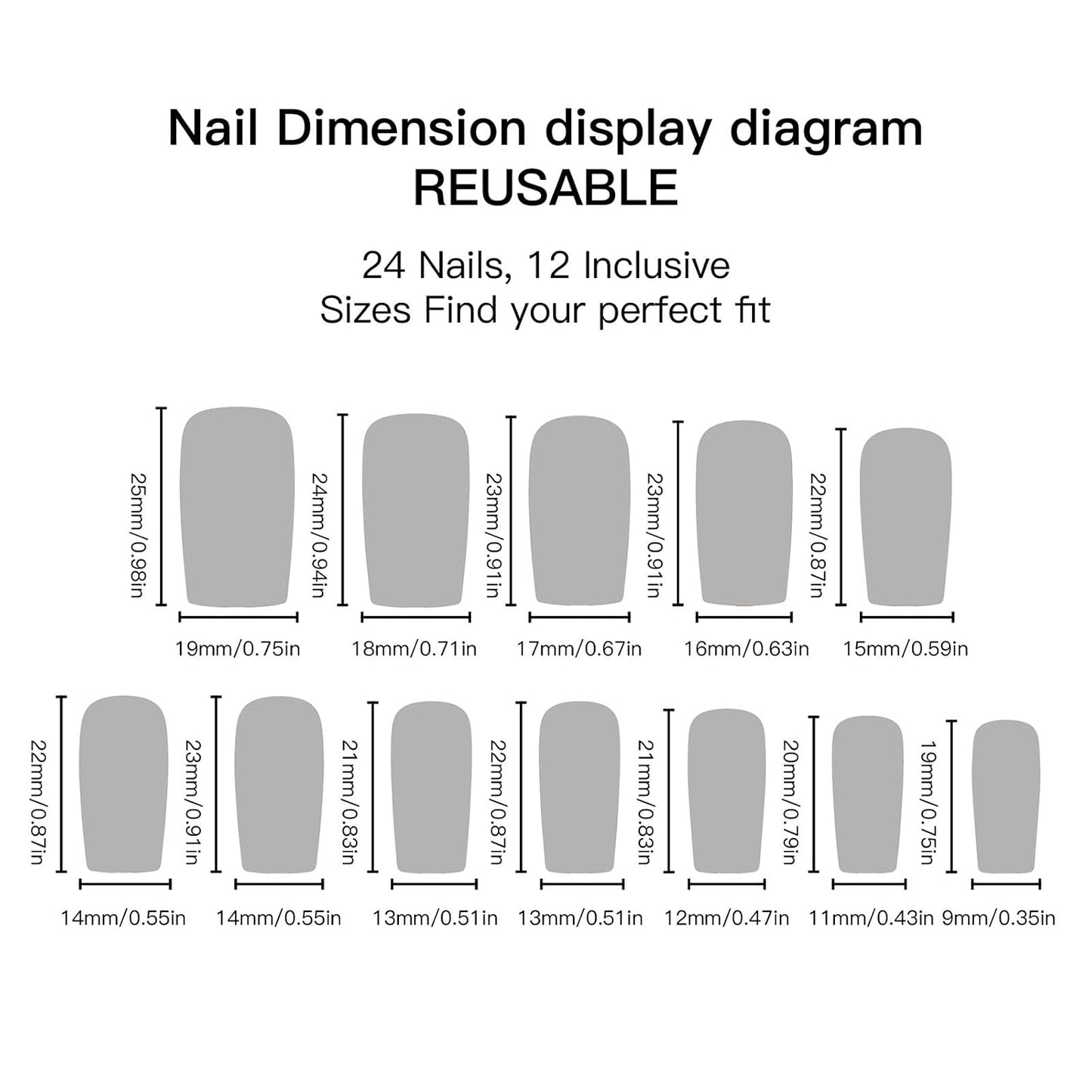 Medium Square Blue Wave Press-On Nails - Glossy Gradient Glitter Design | 24 Reusable Summer Nails for Women