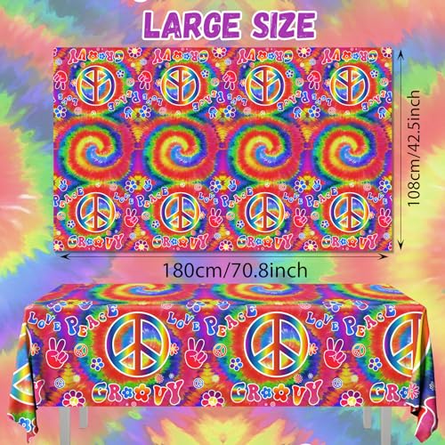 Tie Dye Tablecloths for Birthday Parties – 3 Pack Groovy Design