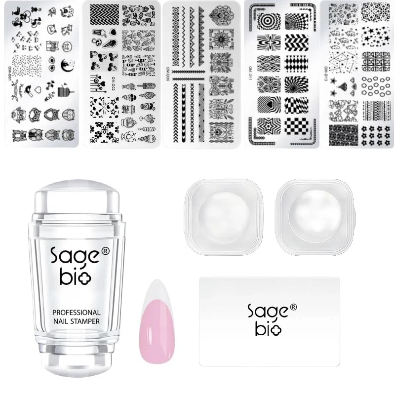 Christmas Nail Stamping Kit 05 - Clear Jelly Stamper & Steel Plate