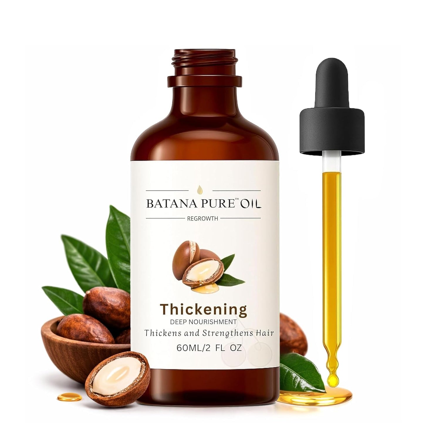 Batana Oil for Hair Growth – 100% Pure & Organic from Honduras – Cold-Pressed Treatment for Scalp & Hair – Strengthens, Thickens & Restores Natural Hair – 60ml/2 FL.OZ (Unscented)