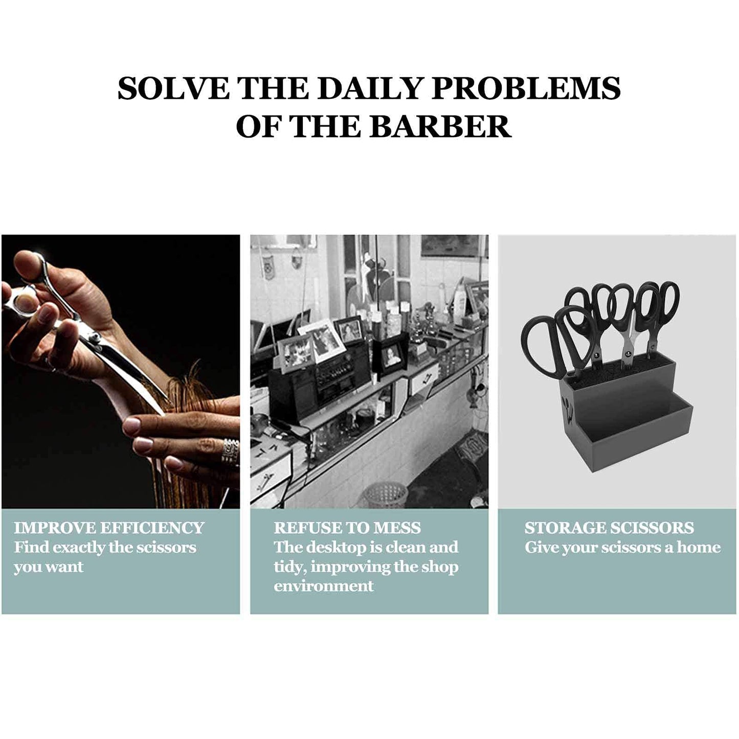 Niiyen Shear Holder Rack, Professional Salon Hairdressing Combs Clips Box Scissors Storage Box Organizer Case Barber Accessories, for Hair Stylist Office Home(Black)