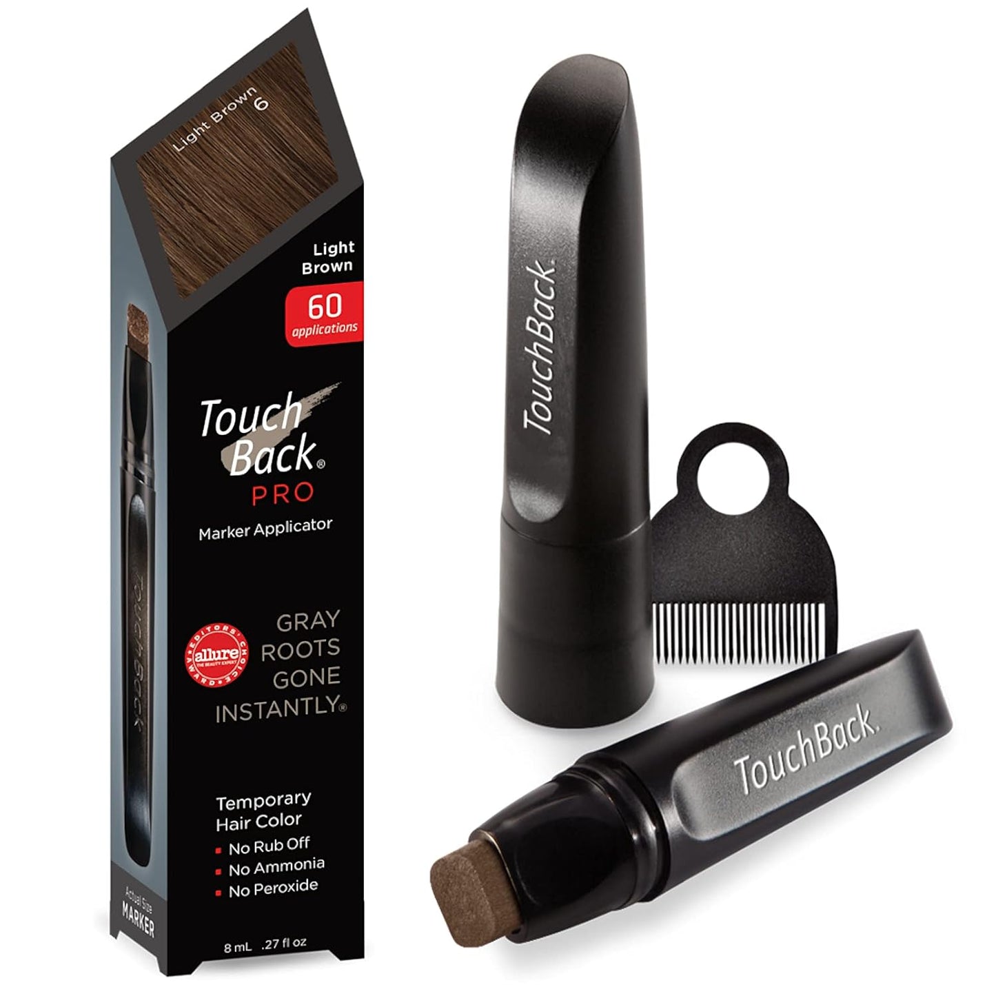 Root Touch Up Marker - Gray Hair Concealer with Real Hair Color - Light Brown