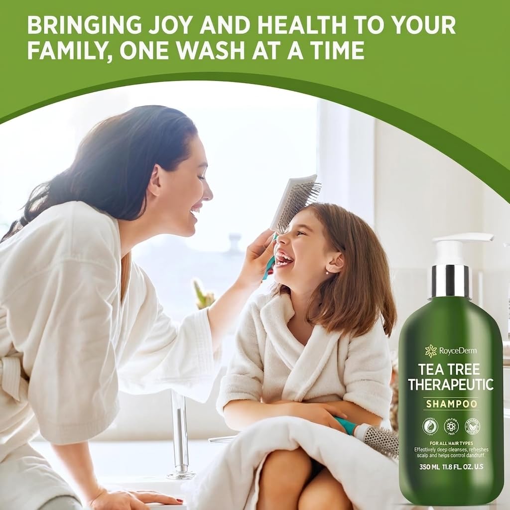 Tea Tree Shampoo - Anti-Dandruff Scalp Care for Dry, Itchy Hair | Paraben & Sulfate Free, 2 Pack