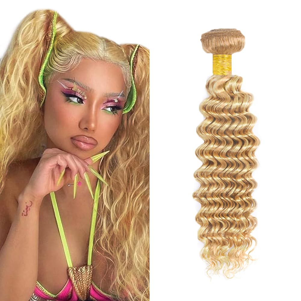 100g 26 inch Blonde Bundles Human Hair P27/613 Bundles Human Hair #613 Deep Wave Bundle Two Tone #613 and #27 Bundle