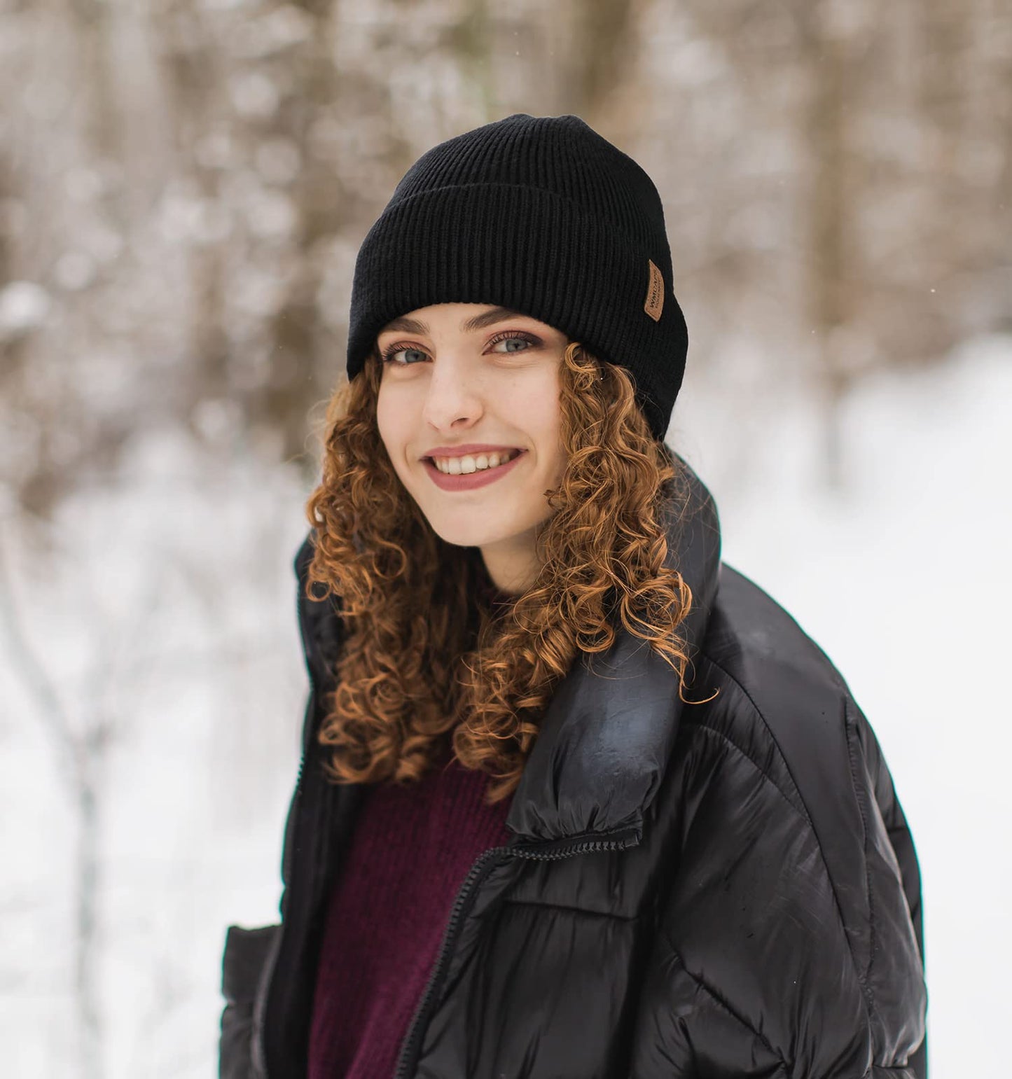 Wmcaps Winter Beanie for Men Women, Fleece Lined Beanie Soft Warm Knit Hat Ski Stocking Cuffed Cap (Black)