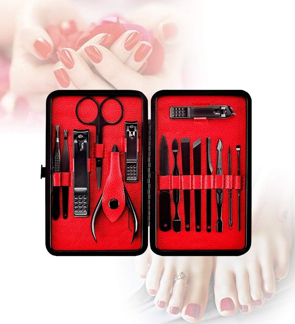 Nail Clippers Set - High Precision Stainless Steel Manicure & Pedicure Kit | Portable Black Case