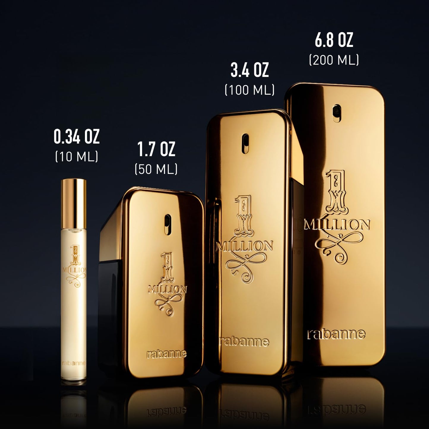 Rabanne 1 Million Eau de Toilette - Long Lasting Designer Fragrance for Men with Mandarin, Cinnamon & Amber - Luxury Men's Perfume Spray, 1.7 oz
