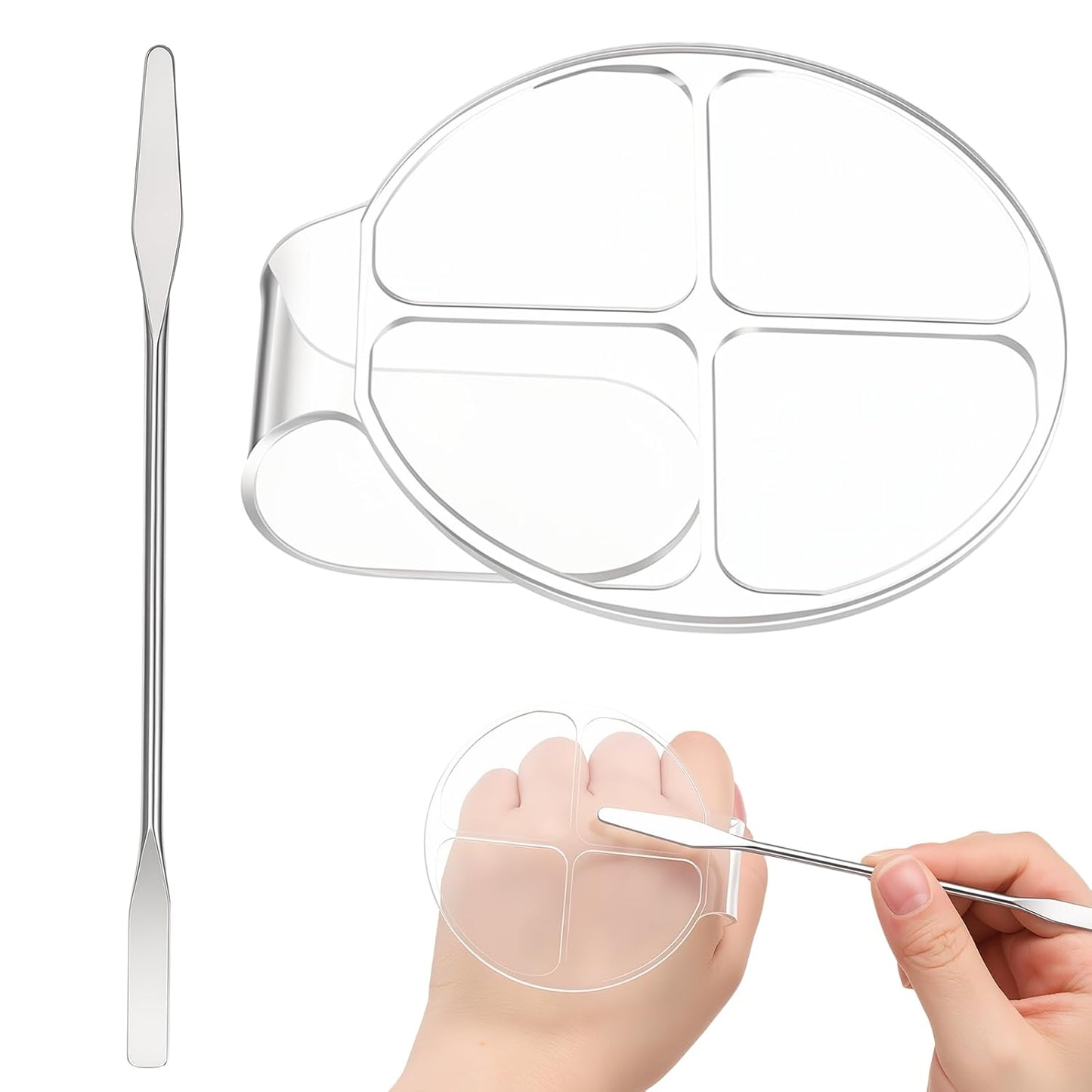 Makeup Mixing Palette Set - Handheld Acrylic Cosmetic Tray for Foundation & Nail Art | Clear Mixing Palettes