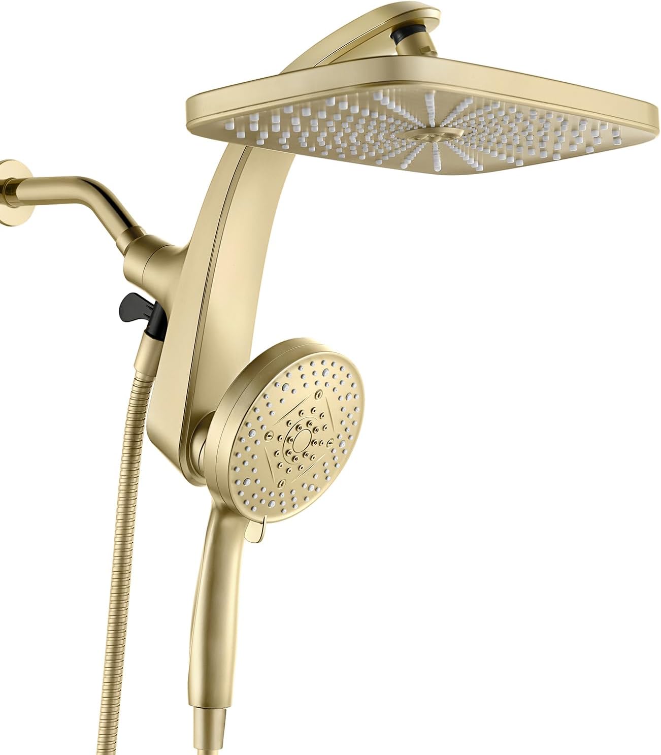 Rain Shower Head with Handheld - High Pressure 12" Rainfall & 9 Spray Options | Magnetic Docking, Black