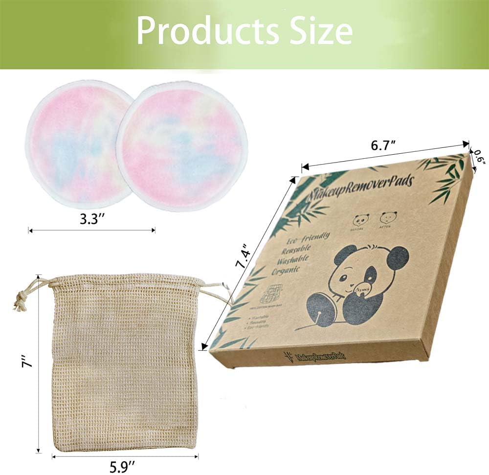 Reusable Makeup Remover Pads - 28 Pack Bamboo Cotton Rounds | Soft, Washable & Comfortable for Skin