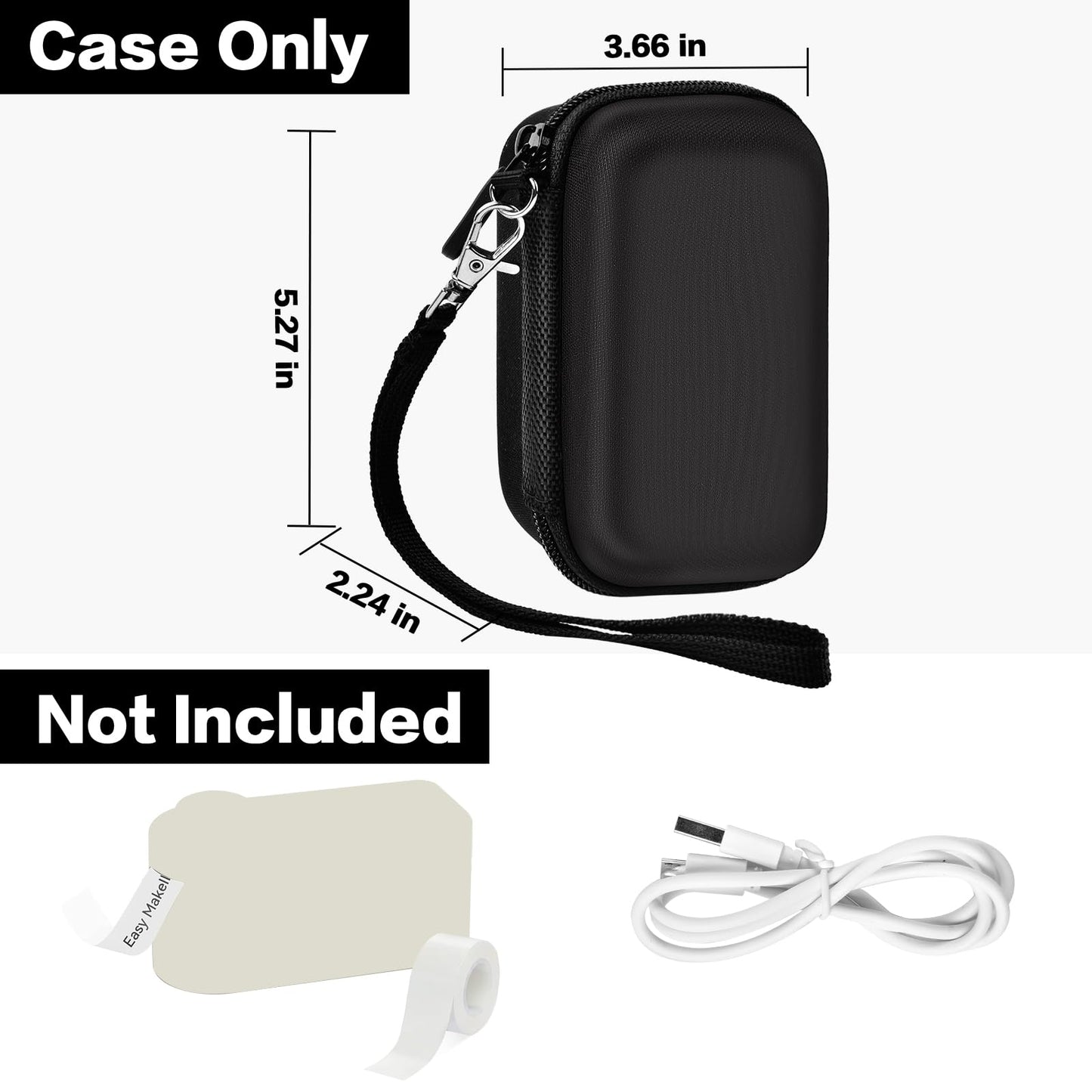 ANKHOH Label Makers Case Compatible with Label Maker Machine and Taps, Mini Sticker Maker Labeling Printer Storage Organizer Holder Fits for USB Cable and Accessories-Box Only, White