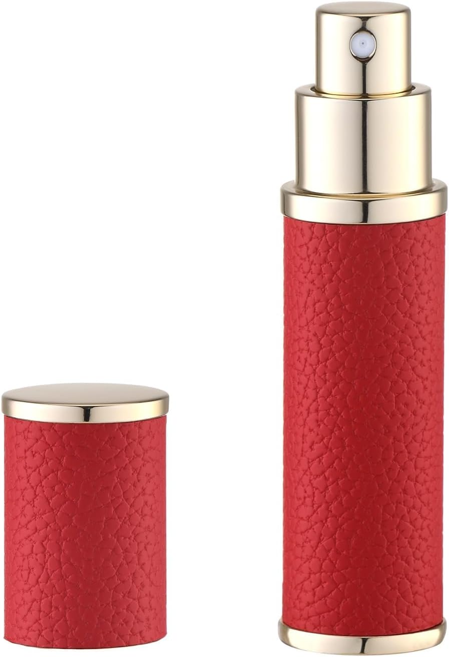 Travel Perfume Bottle - Refillable Mini Leather Cologne Atomizer | 10ml Black Fragrance Pump Dispenser