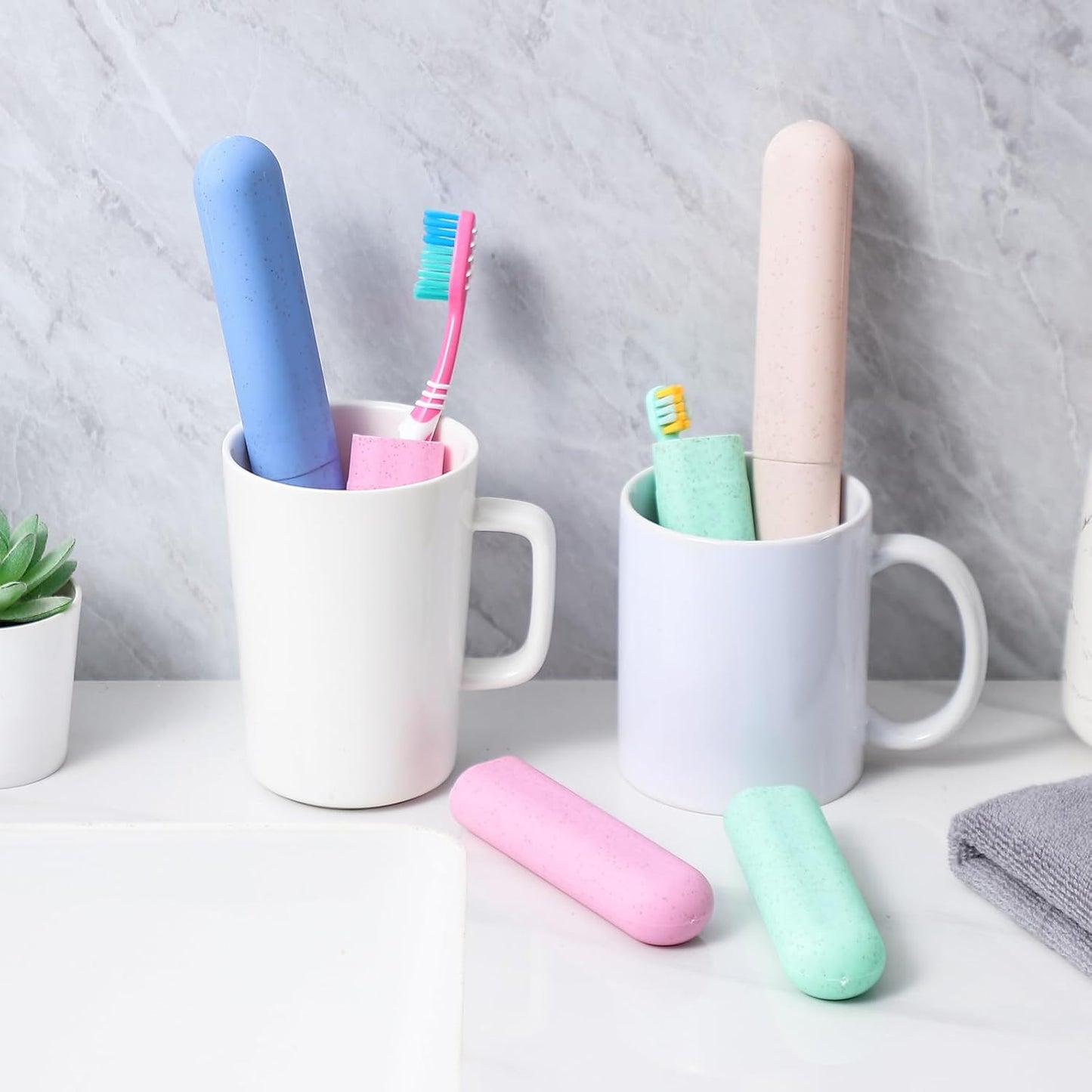 Toothbrush Travel Case - 4 Pack Holder with Ventilation Holes for Home, School & Camping