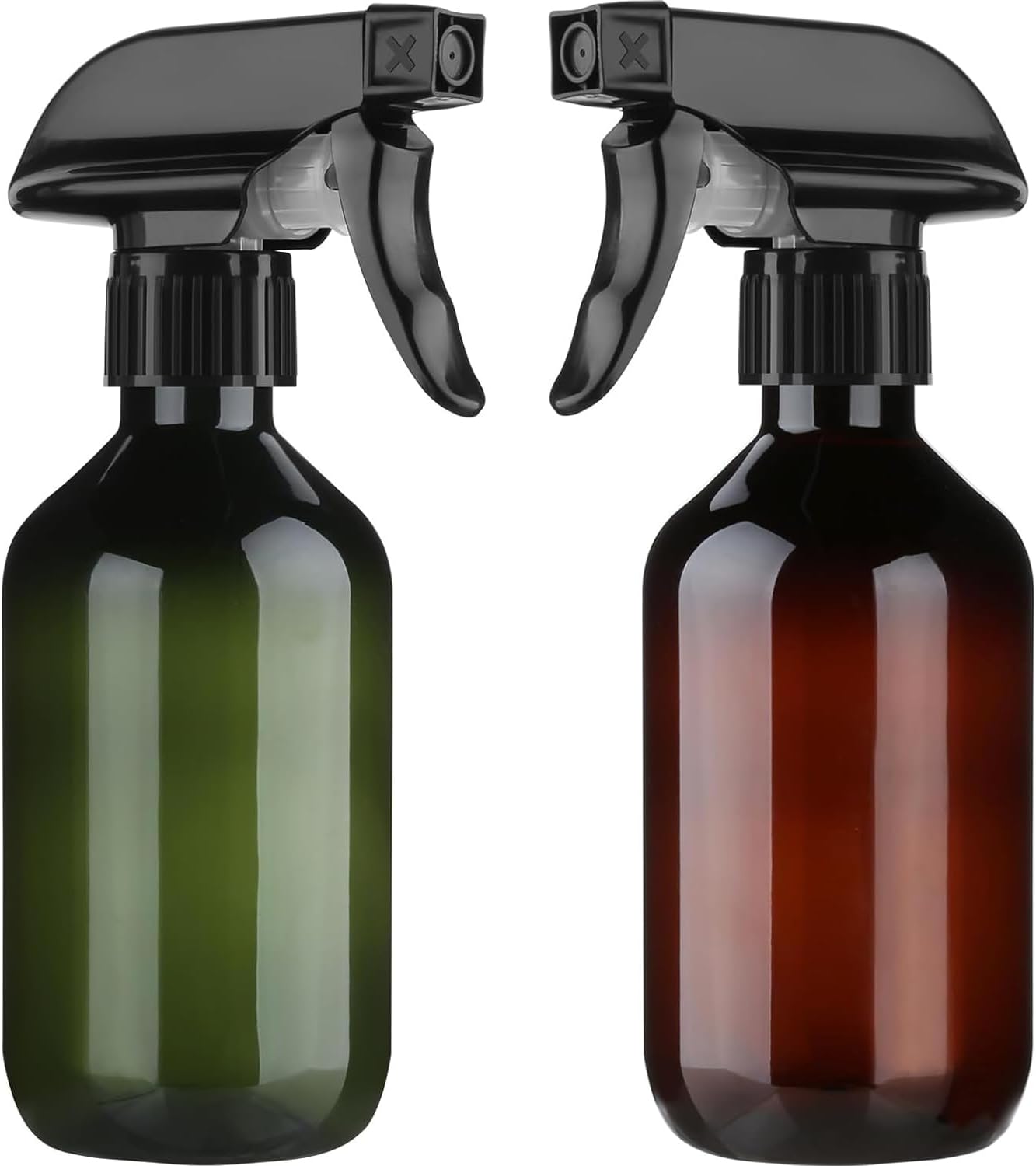 Leakproof Spray Bottles - 2-Pack 300ml/10oz with Adjustable Nozzle for Fine Mist & Jet Stream | Refillable Plastic for Hair, Plants, Cleaning (Clear)