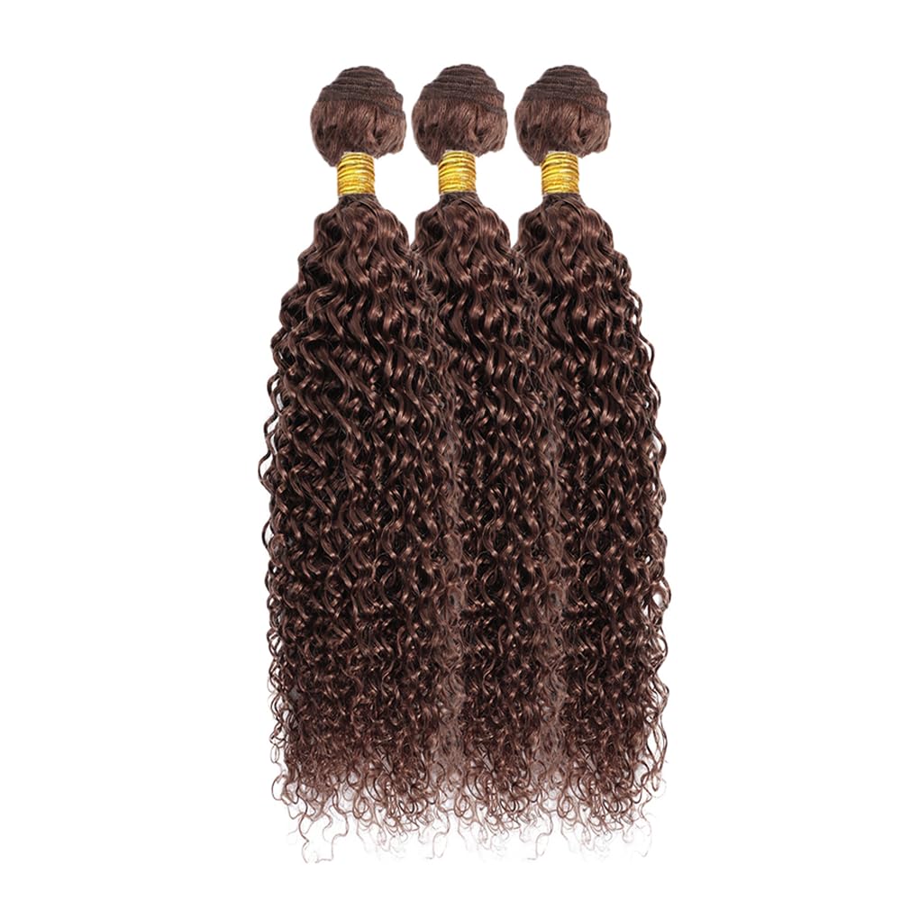28 30 32 Inch Color #4 Bundles Brown Curly Bundles Human Hair 8A Grade Brazilian Virgin Remy Hair Double Weft Hair Extensions