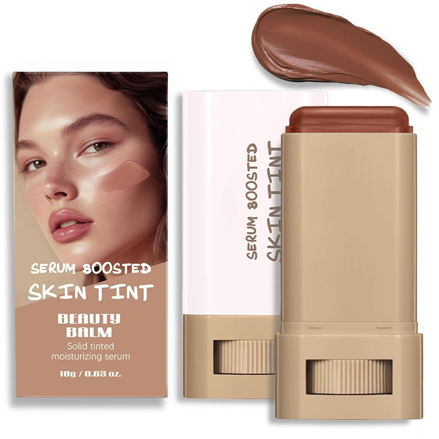 Foundation Stick - Serum-Infused Beauty Balm for Flawless Skin | Longwear Tinted Moisturizer in Natural Finish (#02, #03, #06)