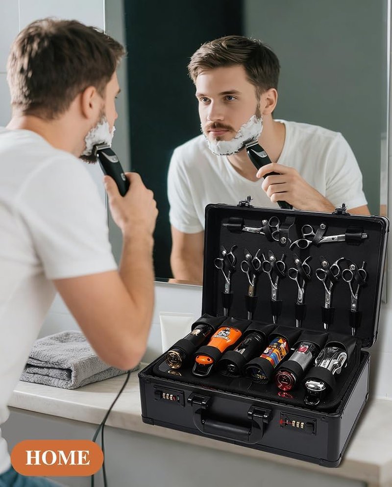 Professional Barber Accessories Case - Large Capacity Grooming Suitcase with Sliding Tray & Combination Lock | Travel-Friendly Design
