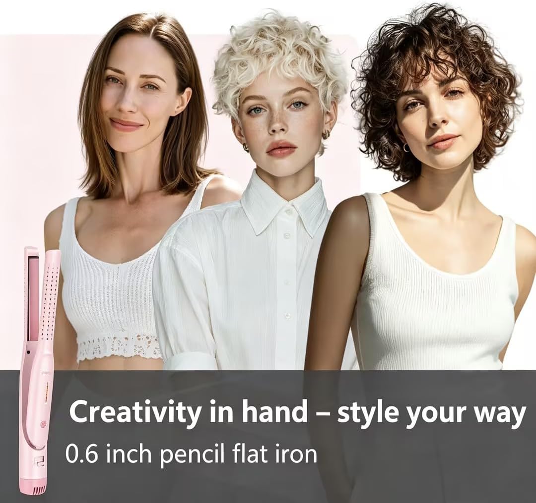 Mini Flat Iron Hair Straightener - 2-in-1 Cool Airflow Styler for Short Hair | Perfect for Pixie Cuts & Bobs