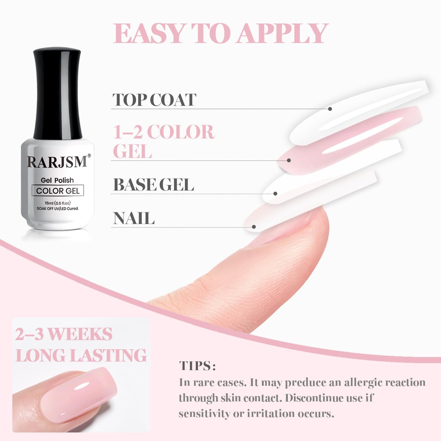 RARJSM Nude Beige Pink Gel Nail Polish Neutral Skin Tone Sheer Jelly Warm Pink Gelpolish 1PC 15ml Single Bottle Creamy Transparent Natural Nudegel Polish Soak off Cured for Home Salon French Manicure