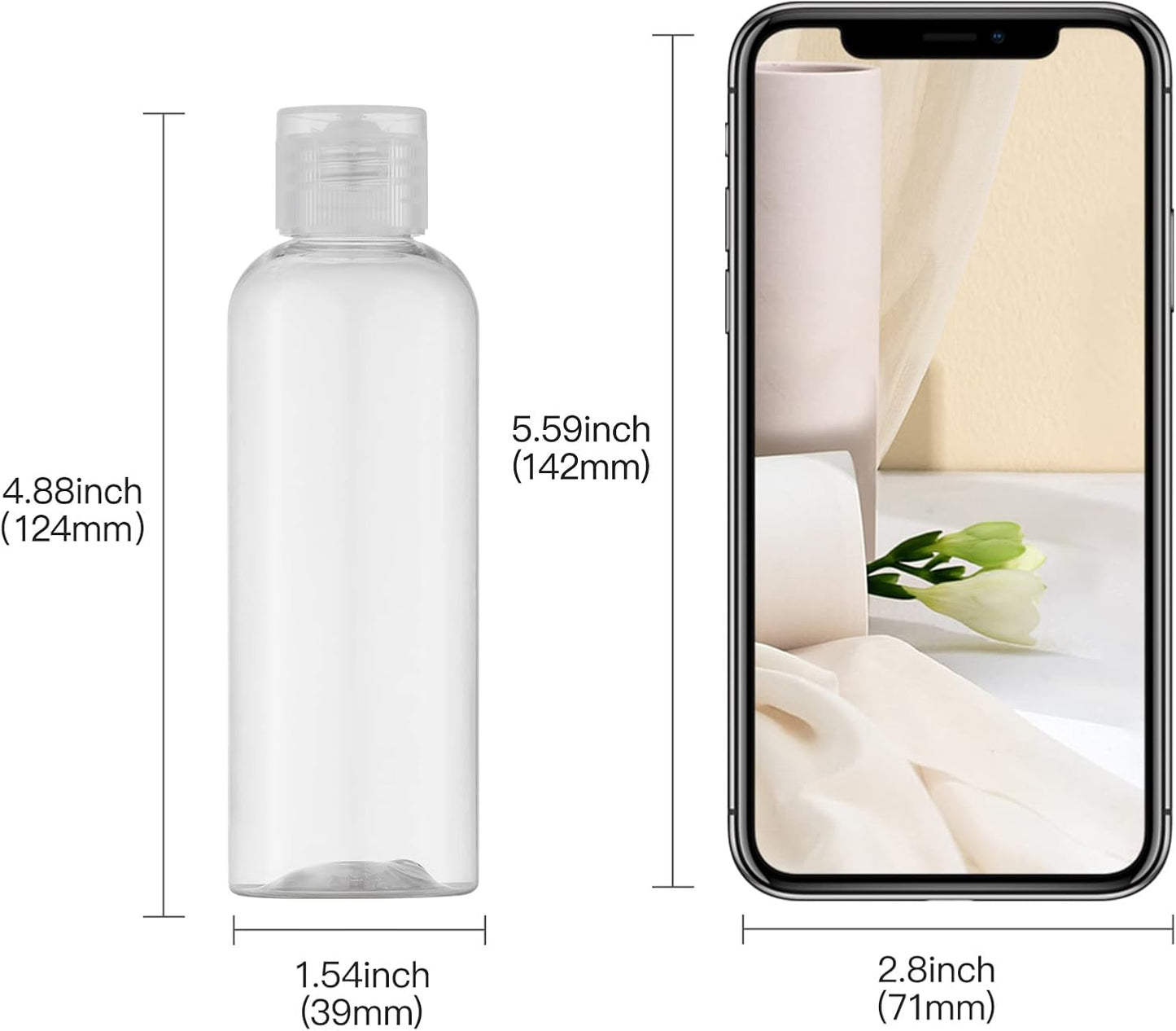 Travel Bottles for Toiletries - TSA Approved 3.4 oz Clear Squeeze Containers | Leak-Proof Mini Liquid Tubes for Shampoo & Lotion