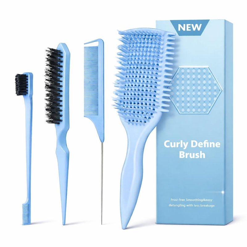 Curly Hair Detangler Brush - Lightweight Vented Design for Easy Glide | Effortlessly Detangles All Hair Types (Blue)