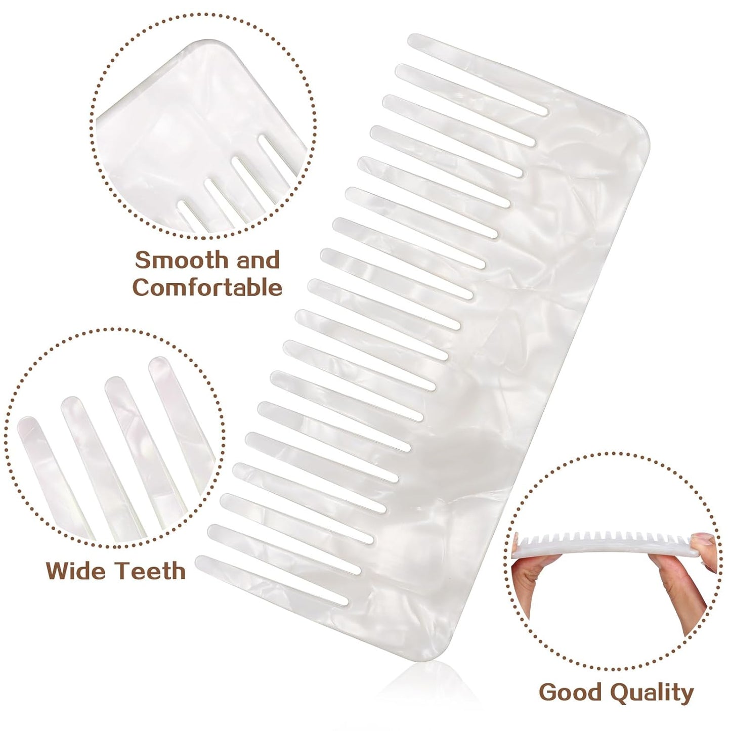 Luxshiny Wide Tooth Comb for Thick Curly Hair - Detangling Acetate Design | Perfect for Wet & Dry Use