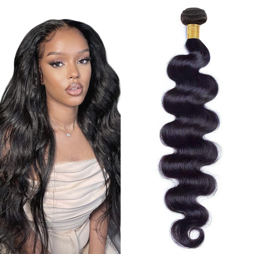 24 Inch Body Wave Bundles Body Wave Bundles Human Hair LadrXadr Black Human Hair Bundle Unprocessed Natural Black Color 1B Bundle 50g