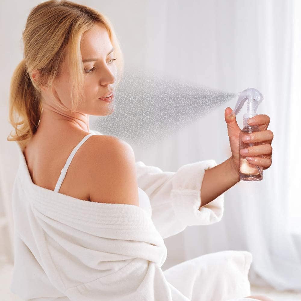 Clear Plastic Spray Bottles - 3.5oz Fine Mist Travel Size | Refillable Mini Liquid Containers (2 Pack)