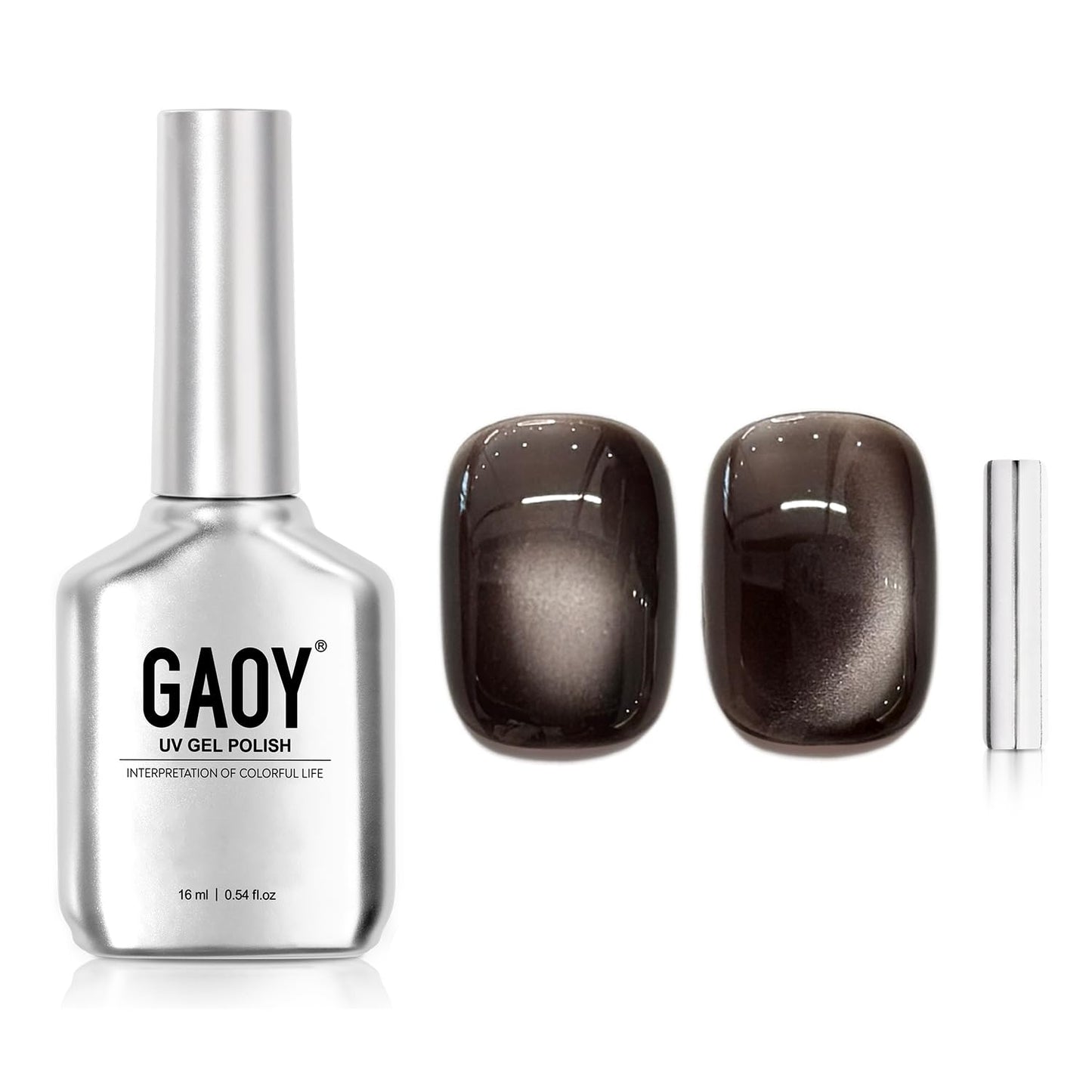 Glassy Cat Eye Gel Nail Polish - 16ml Holographic UV Gel with Magnet | Silvery Moonlight Reflective Finish