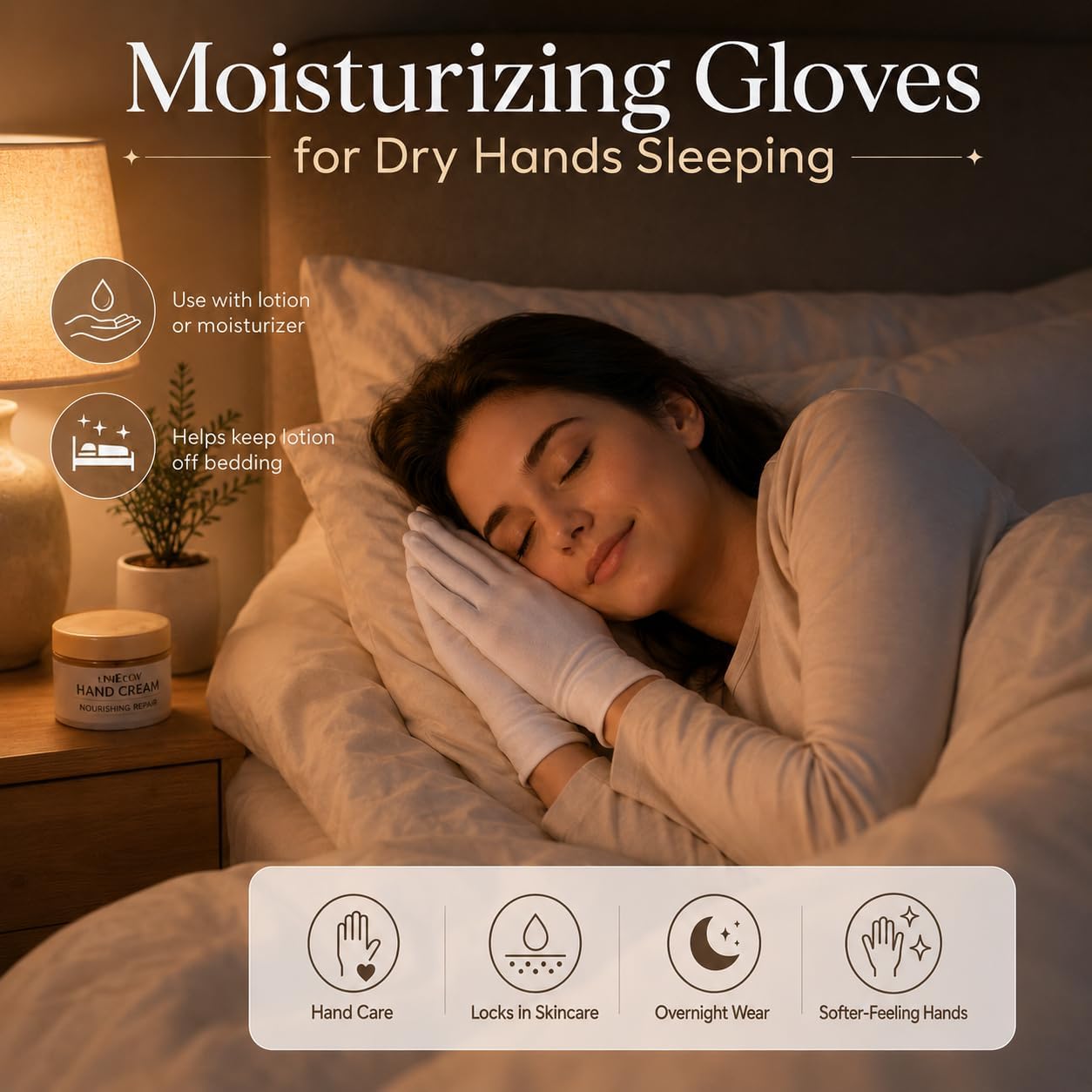 Cotton Moisturizing Gloves for Dry Hands | 10 Pairs Soft Overnight Lotion Gloves for Eczema Care