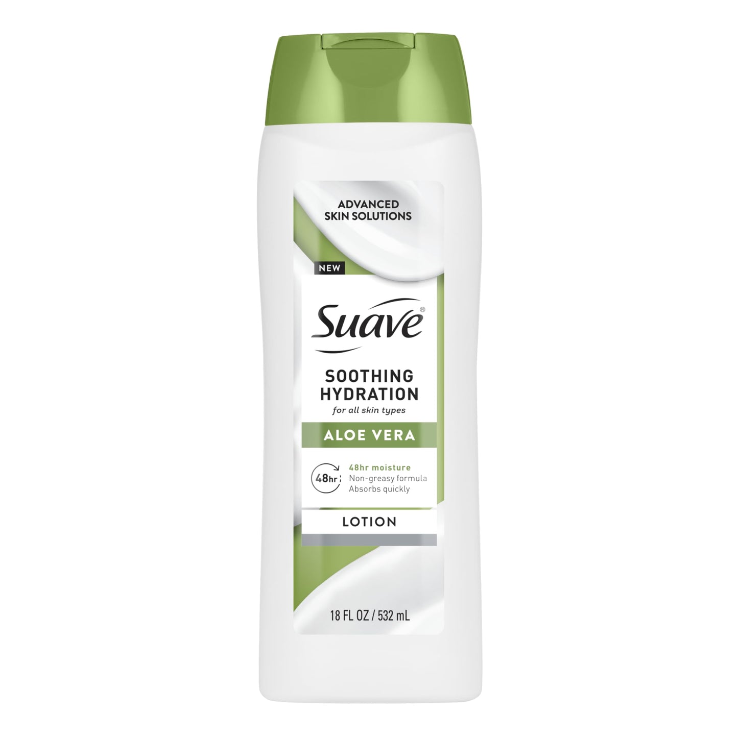 Suave Soothing Hydration Hand & Body Lotion With Aloe Vera Refreshes Dry Skin, Fast Absorbing, Intensive Moisturizing Cream For Women, Non Greasy, Allergen Free, 18 FL OZ