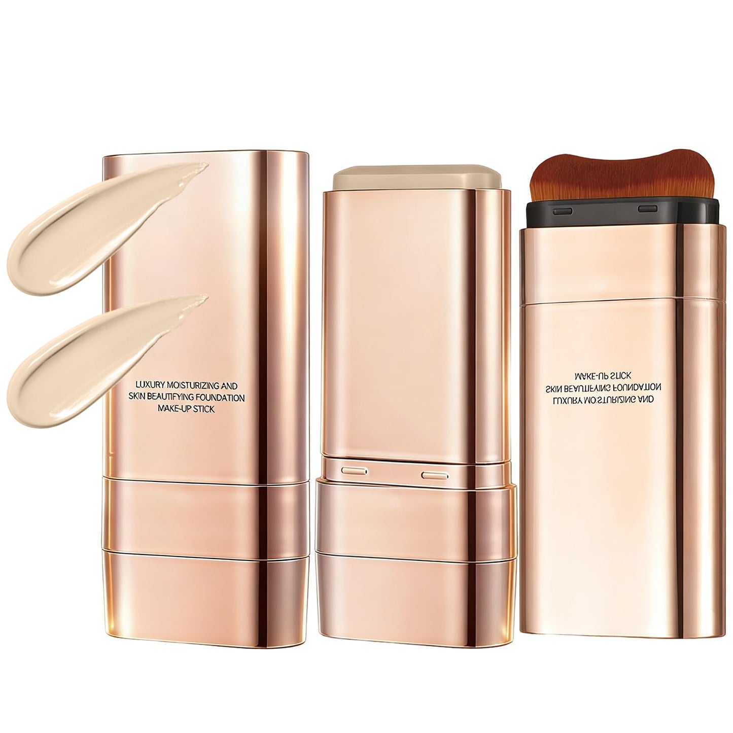 Dual-Ended Concealer Foundation Stick - 3-in-1 Korean Makeup with Brush, Long-Lasting & Lightweight for All Skin Types | #01 Bright White