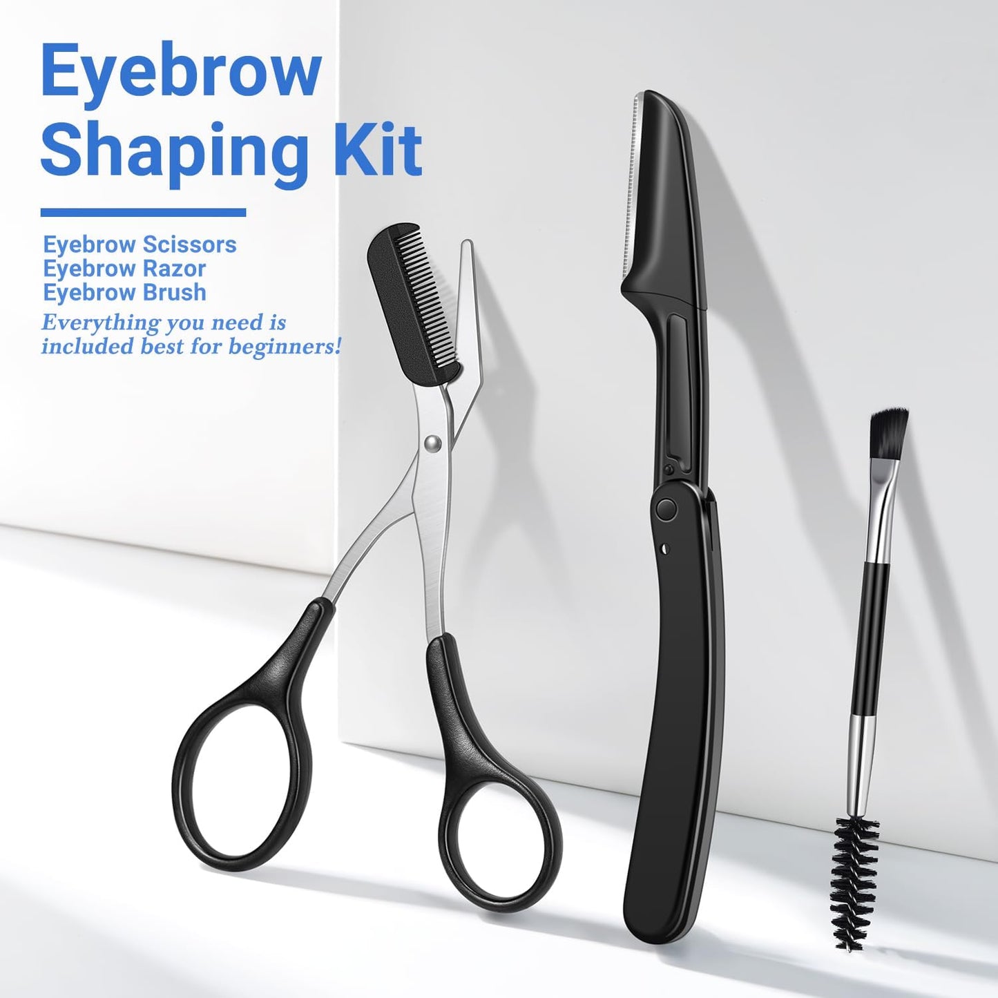 Eyebrow Kit - 8-In-1 Eyebrow Trimmer, Scissors, Tweezers & Razor | Travel Bag Included