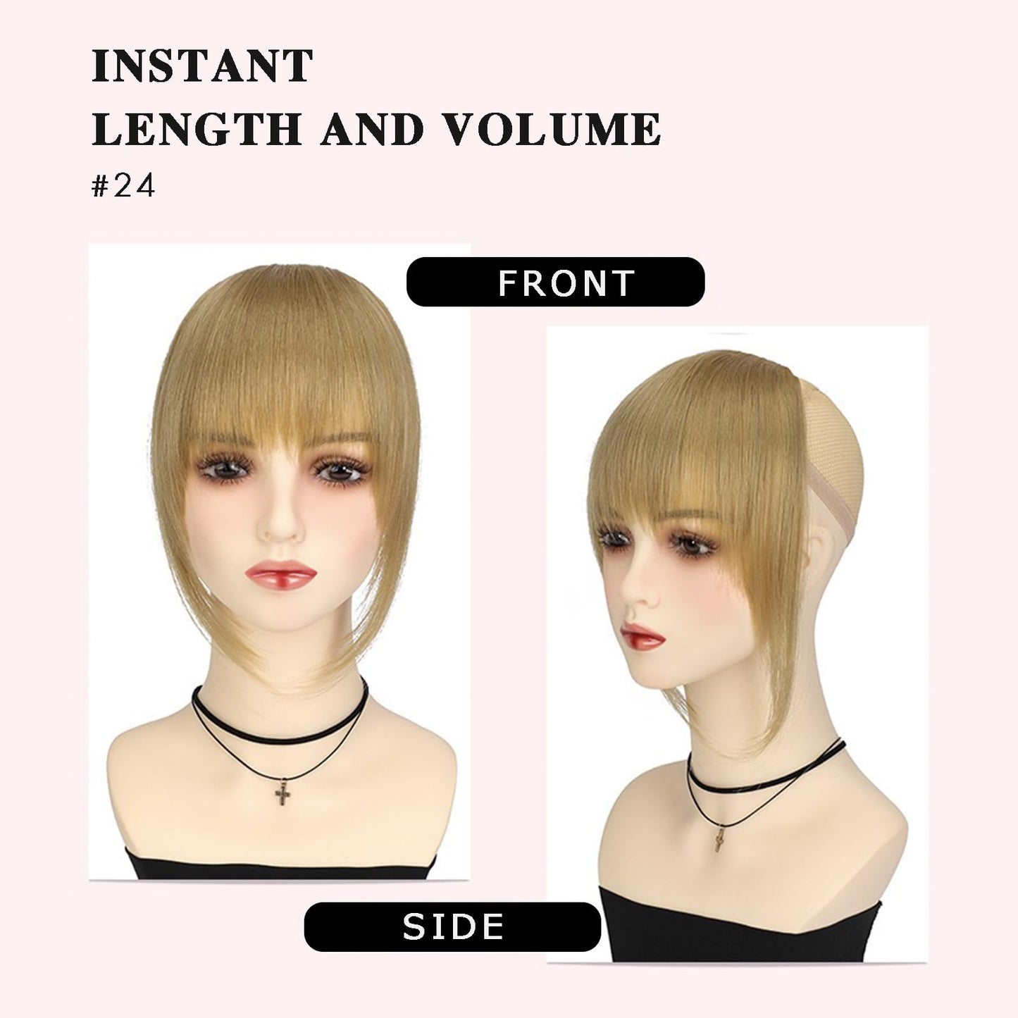 VAVANGA French Clip in Bangs, Ash Blonde Long Wispy Bangs Hair Clip with Temple Full Fringe Curtain Bangs Hair Clip Hair Piece Thick Fake Bangs Clip in Hair Extensions for Women(#24-Ash Blonde)