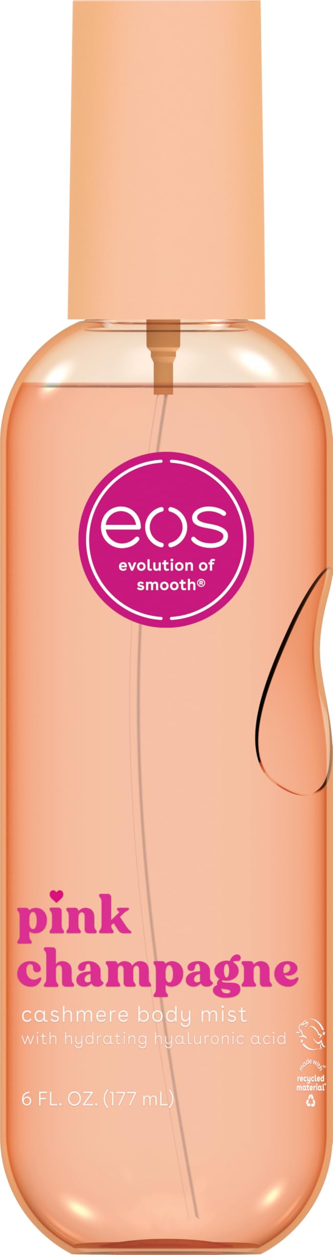 eos Cashmere Body Mist, Pink Champagne, Body Spray for Women, Hair Mist, Moisturizing Formula with Hyaluronic Acid and Glycerin, Vegan, Cruelty-Free, 6 fl oz