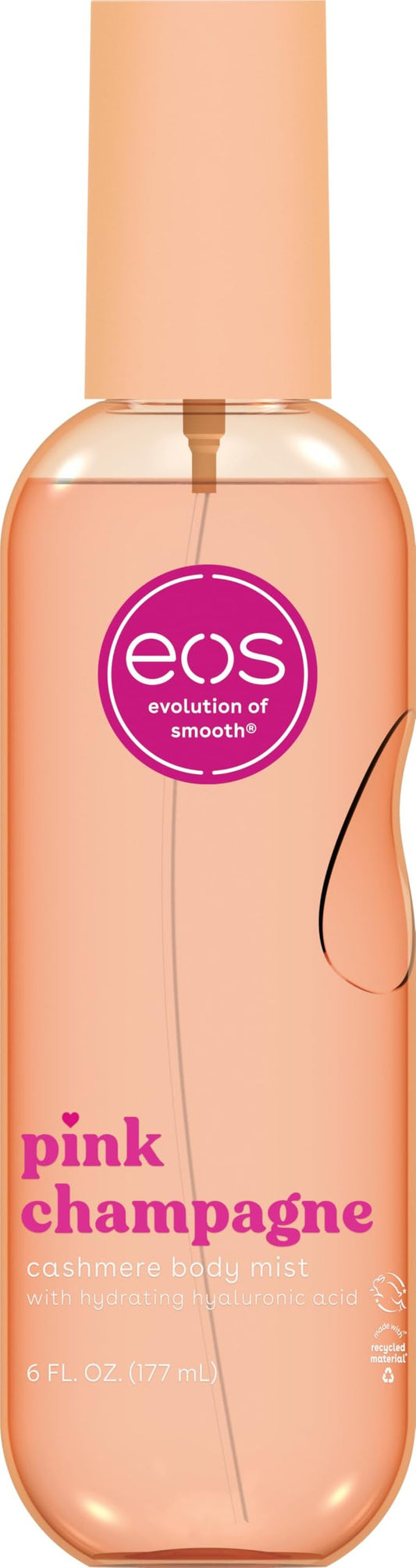 eos Cashmere Body Mist, Pink Champagne, Body Spray for Women, Hair Mist, Moisturizing Formula with Hyaluronic Acid and Glycerin, Vegan, Cruelty-Free, 6 fl oz