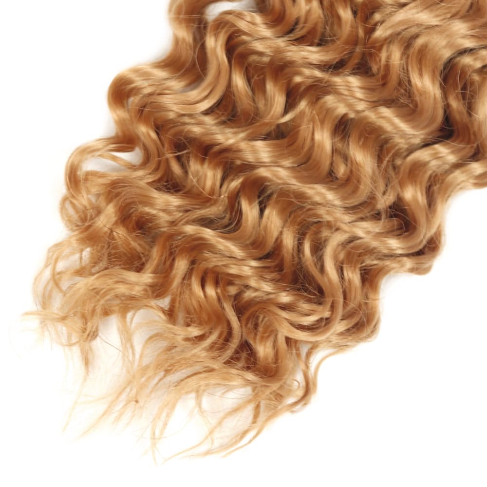 26 28 30 inch Blonde Bundles Human Hair Honey Blonde Deep Wave Bundles #27 Deep Wave Bundle 300g