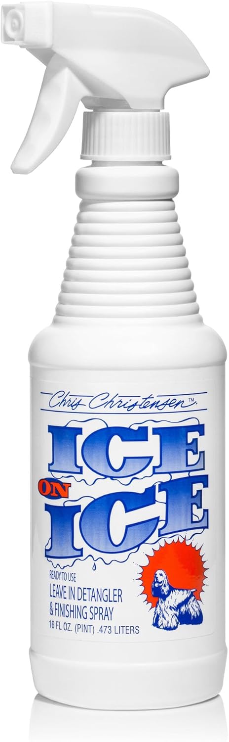 Chris Christensen Ice on Ice Dog Detangler Spray - Professional Grooming Aid for All Coat Types | 16 oz