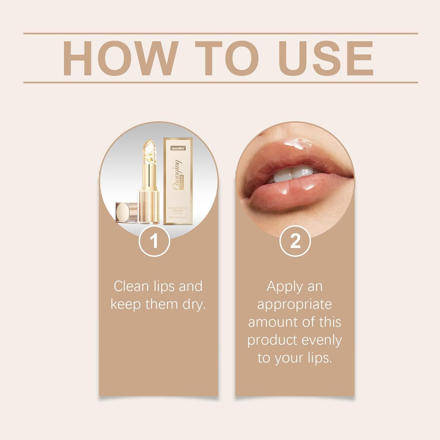 Gold Crystal pH Color Changing Lipstick - Transfer-Proof & Long Lasting 24H Moisturizing Lip Gloss | Clear to Pink, 1pc (Golden)