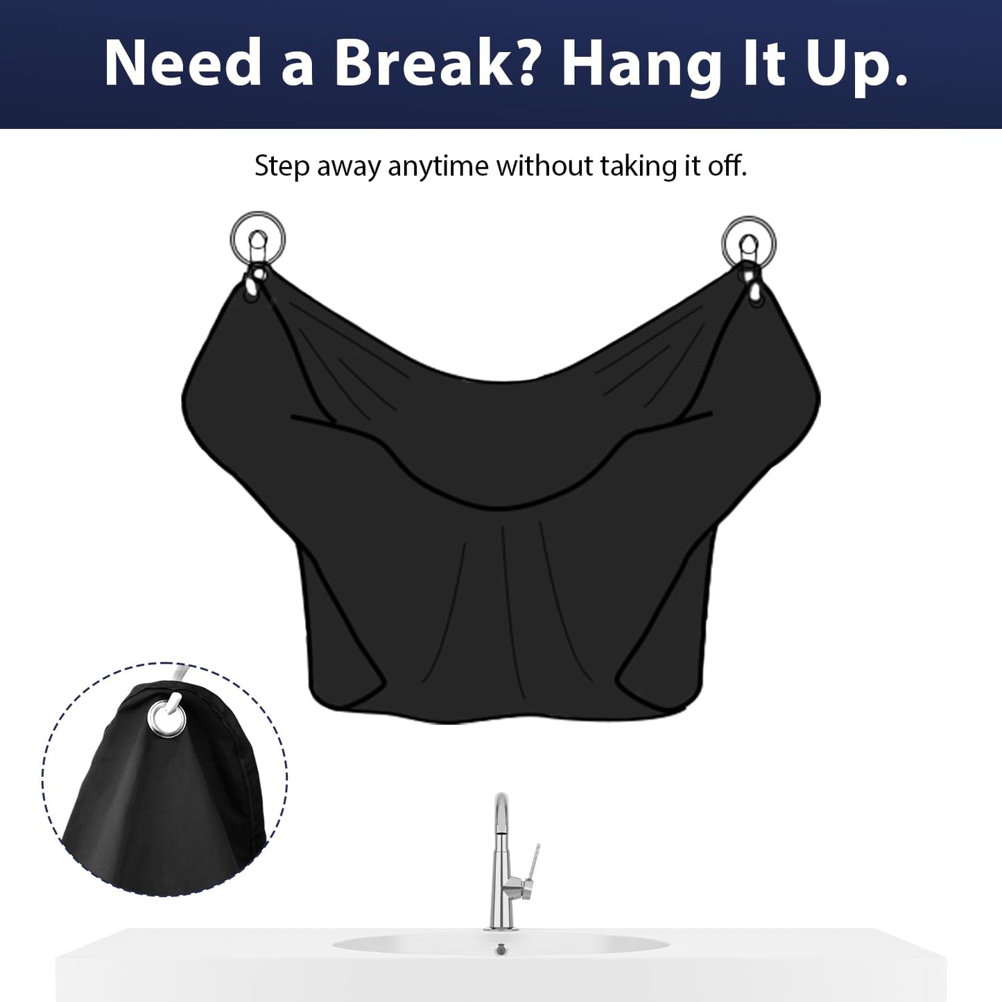 Beard Bib Apron, Beard Hair Catcher for Sink with Reinforced Suction Cups, Non-Stick Beard Trimming Catcher, Gifts for Men, Anniversary Birthday Gifts for Him, Beard Accessories for Men, Black