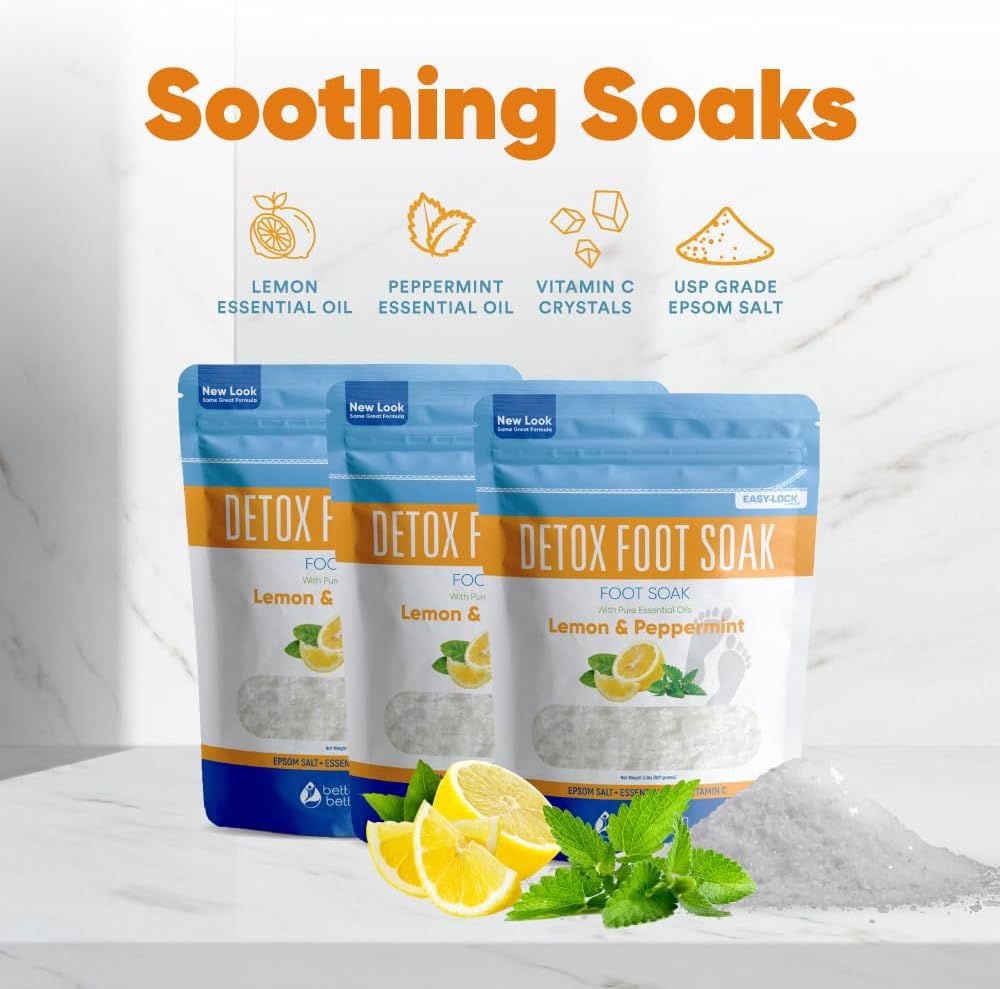 Detox Foot Soak - Epsom Salt Soothing Soaks with Essential Oils | 3 Pack, 6 Lbs Total