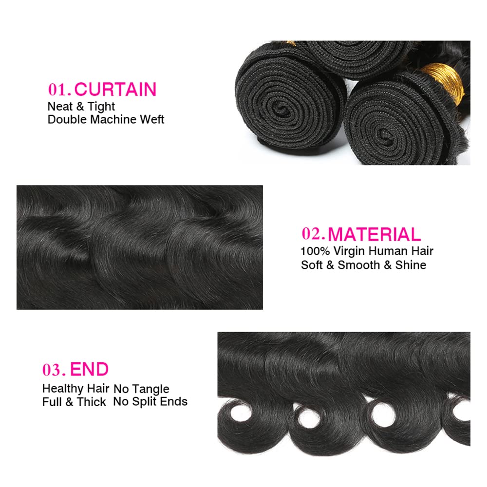 WuvuSnm Deep Wave Human Hair Bundles Wet and Wavy Bundles Human Hair 20 22 24 inch Deep Wave Bundle Natural Black Color