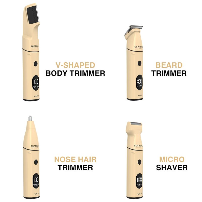 Supreme Trimmer All-in-One Multigroomer | No-Nick, Nose/Ear/Pubic & Full Body Grooming Kit | LCD Display, Rechargeable & Waterproof Men's Hair Trimmer | SMG3040