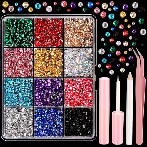 YGDZ Face Rhinestones Kit with Makeup Glue - 12 Colors & 3 Sizes
