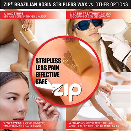 Zip Wax Hot Wax Hair Remover 7 Oz - Strip Free, Beeswax Formula