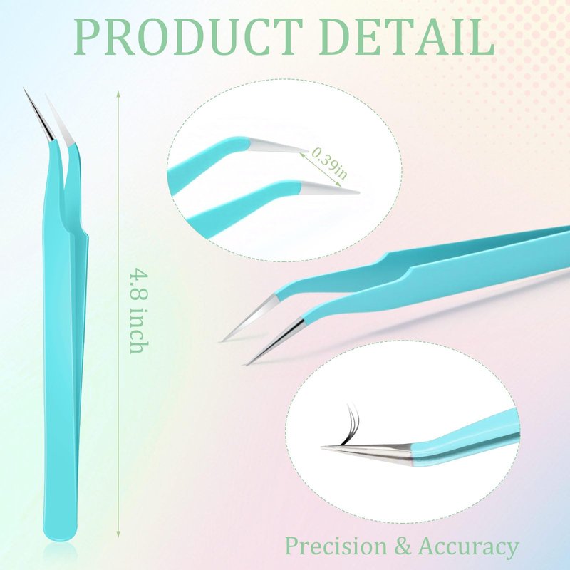 Honoson 9 Pieces Curved Pointed Craft Tweezers Stainless Steel Precision Tweezer with Protective Cover for Rhinestones Dried Flowers Craft Stickers Eyelash Extension Jewelry Making(Blue)