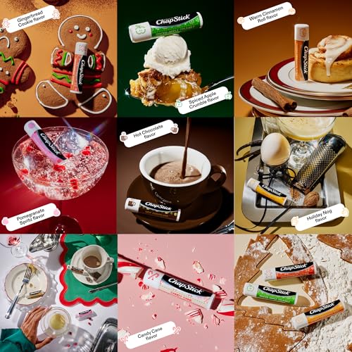 ChapStick Holiday Lip Balm Variety Pack - Candy Cane, Sips & Snuggles, Toasty Treats, 9 Sticks